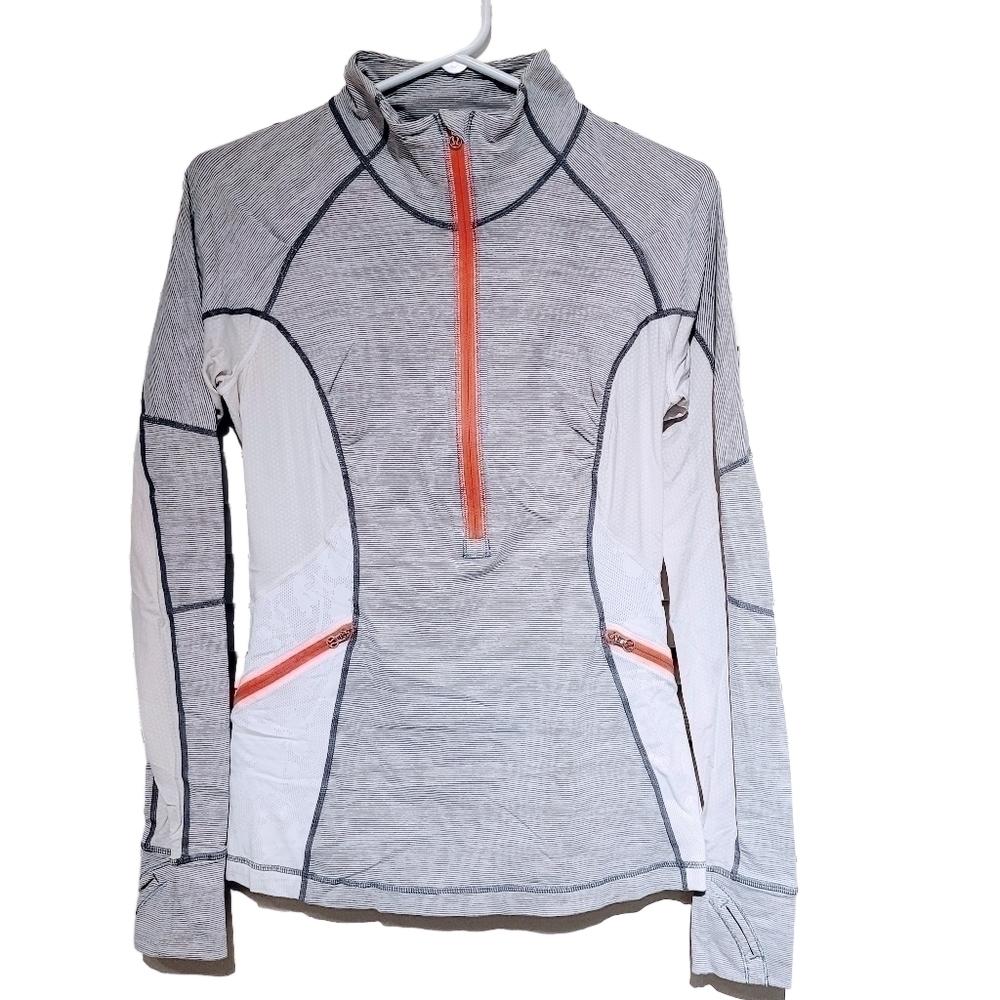 Lululemon RARE Run: Wild 1/2 Zip  White & Grey floral lace Size 6
